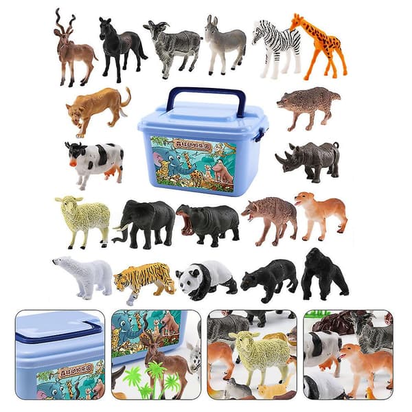 1 sæt af 58 stk. Plast Dyr Legetøj Simulering Skov Zoo Model Legetøj Børne Legetøj