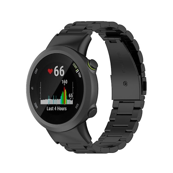 Til Garmin Forerunner 45 / 45s / Swim 2 Universal Three Beads rustfrit stål urbånd Black