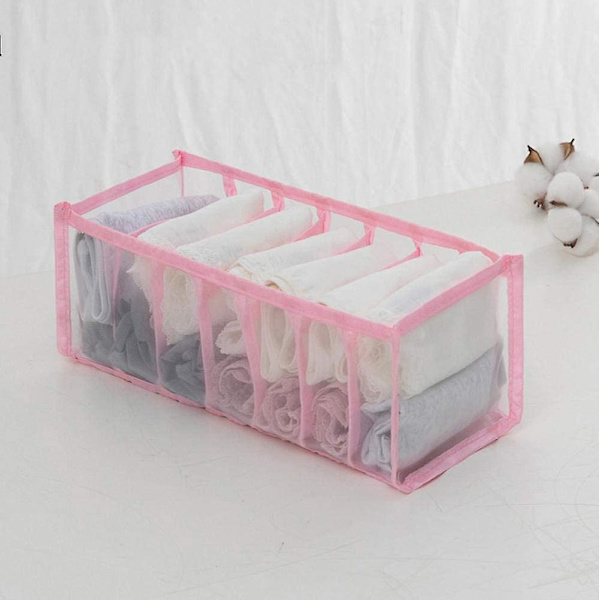 Alusvaatteet Organizer Set -taitettava Alusvaatteet Drawer Organizer Pink 7 grid