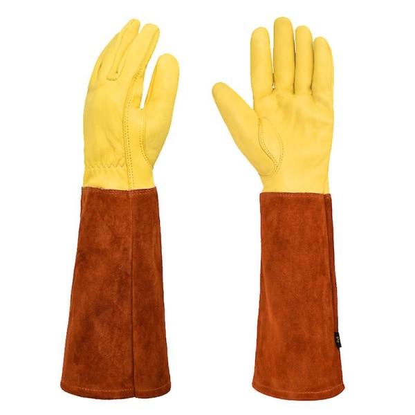Trädgårdshandskar Kaktushandskar Törnsäkra plantering Skyddshandskar Långärmade Trädgårdshandskar Trädgårdsmästarpresenter Brown yellow XL