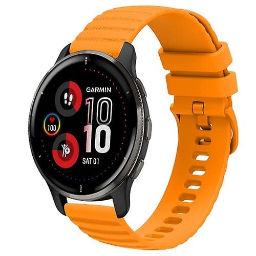 För Garmin Venu 2 Plus 20 mm Wavy Dot Pattern Solid Color Silikon Watch Band Yellow