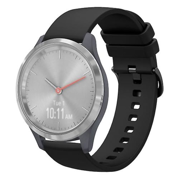 For Garmin Vivomove 3s 18 mm ensfarget myk silikonklokkerem Black