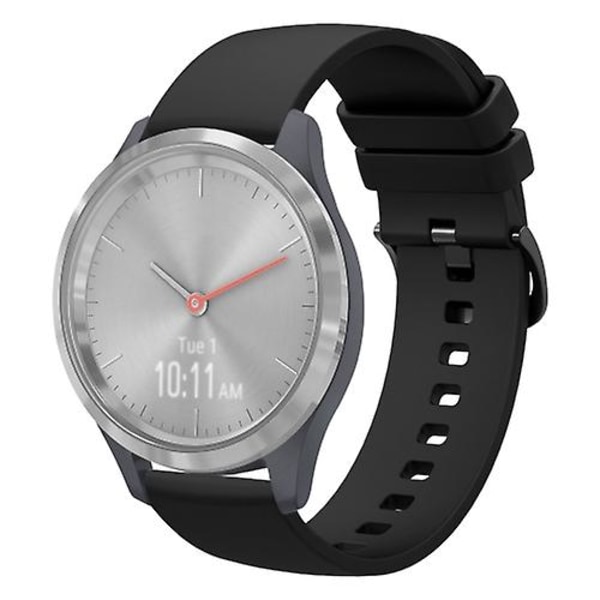 Til Garmin Vivomove 3s 18mm ensfarvet blød silikone urrem Black