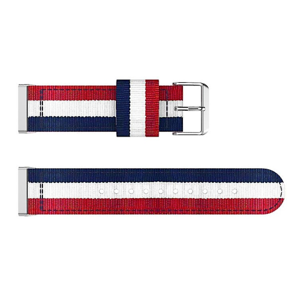 Til Fitbit Versa 3 Nylon urrem Red White Blue