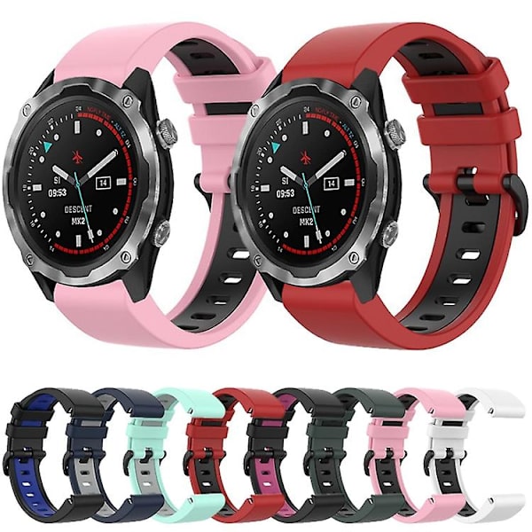 Til Garmin Descent Mk2 26mm Silikone Sports 2-farvet urrem Pink-Black