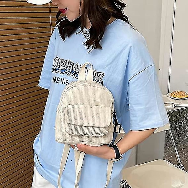2 st Kvinnors Mini Ryggsäck Sladd Student Flickor Bokväskor Retro Resväskor (d-8d) beige