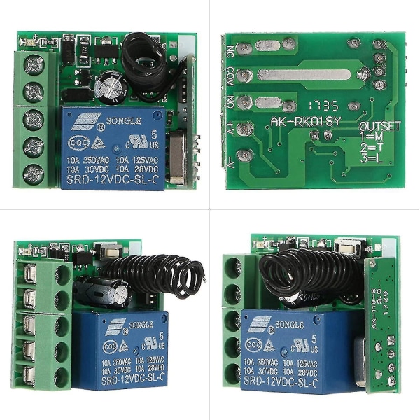 Trådløs fjernbryter relé sender mottaker 433mhz Dc 12v 1ch Universal fjernkontroll bryter modul og Rf sender Smart Home fjernkontroll