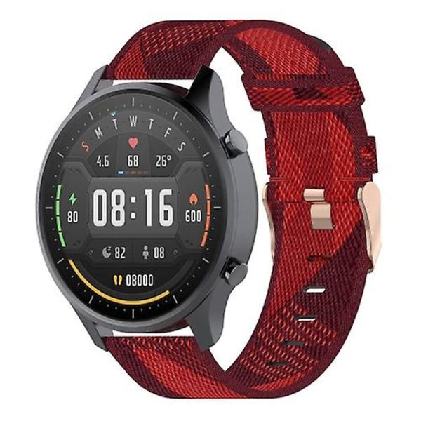22 mm stribet vævet nylon armbåndsurrem til Xiaomi Mi urfarve, Garmin Vivoactive 4 Red