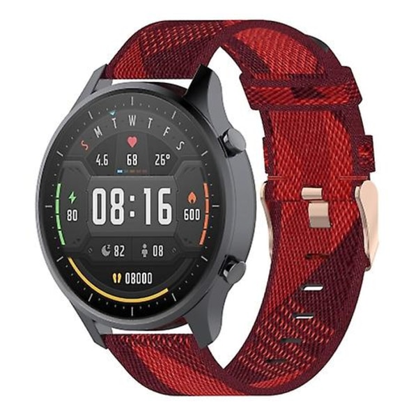 22 mm Stripe Weave Nylon håndleddsrem Watch Band For Xiaomi Mi Watch Color, Garmin Vivoactive 4 Red