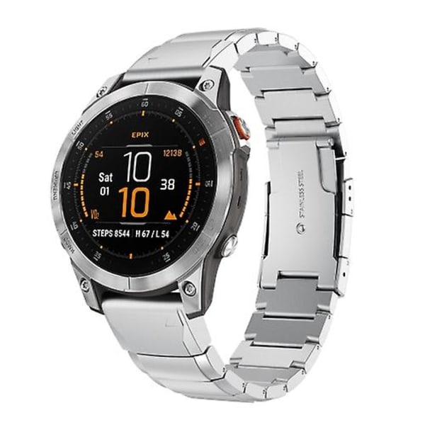 For Garmin Epix Gen 2 22mm Skilpaddeskall Rustfritt Stål Klokkereim ZPI Sliver