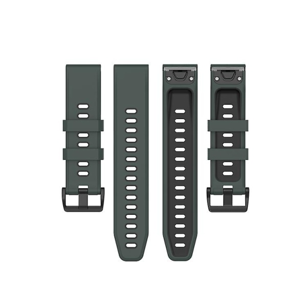 22 mm hurtigutløser tofarget silikonklokkerem for Garmin Fenix ​​7 / Epix Olive Green Black