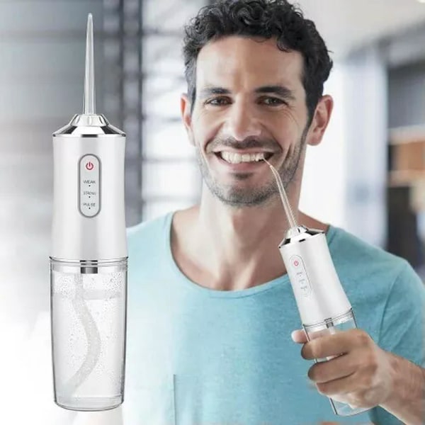 Oral Irrigator Bærbar Dental Vandstråle 3 Tilstande USB Genopladelig 4 Jet Hvid