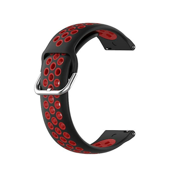 Til Fitbit Versa 2 / Versa Lite / Blaze 23mm Sports To-farvede silikone-erstatningsrem til ur Black Red