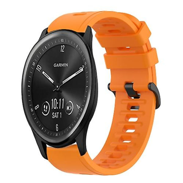 För Garmin Vivomove Sport 20mm Solid Color Soft Silicone Watch Band Orange