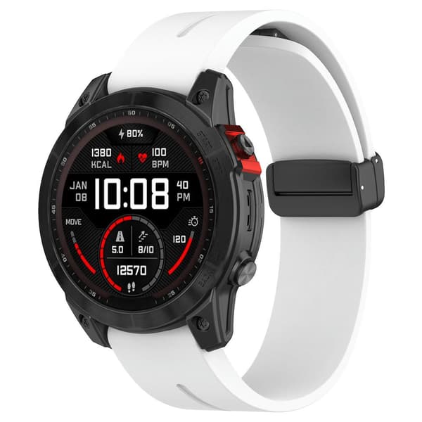 Svart spänne 22mm silikonklockarmband för Garmin Fenix 7/forerunner 965/955/945/935 White