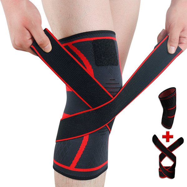 Enkelstickade knäskydd för badminton, löpning och träning Red XL