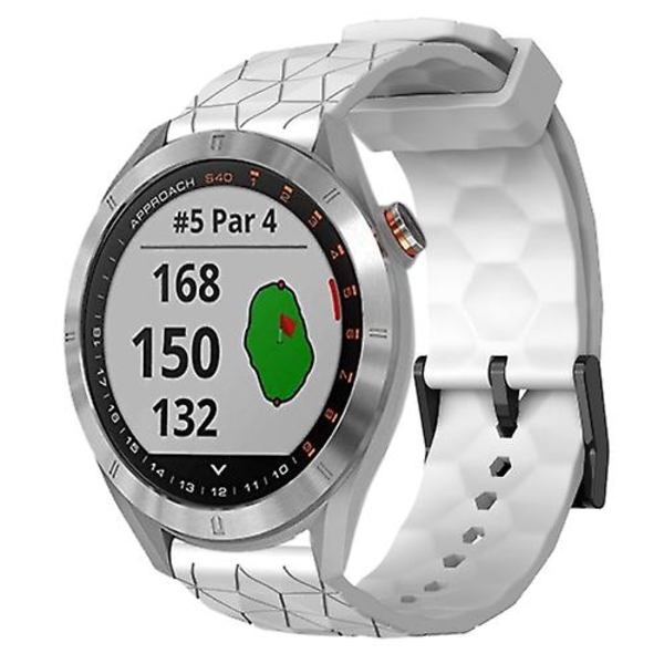 För Garmin Approach S40 20 mm fotbollsmönster i enfärgad watch White