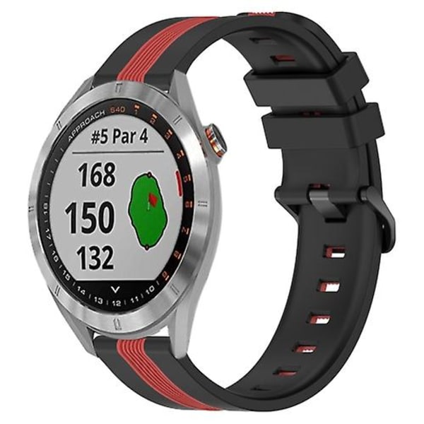 För Garmin Approach S40 20mm vertikalt tvåfärgs watch Black-Red