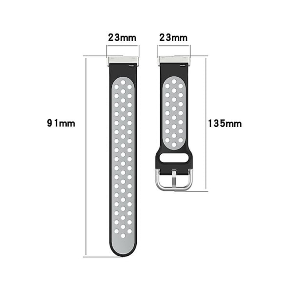 Til Fitbit Versa 3 tofarvet perforeret åndbart silikone urbånd Orange-Grey