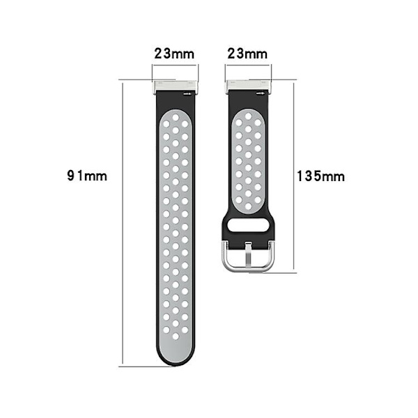 Til Fitbit Versa 3 tofarvet perforeret åndbart silikone urbånd White-Black