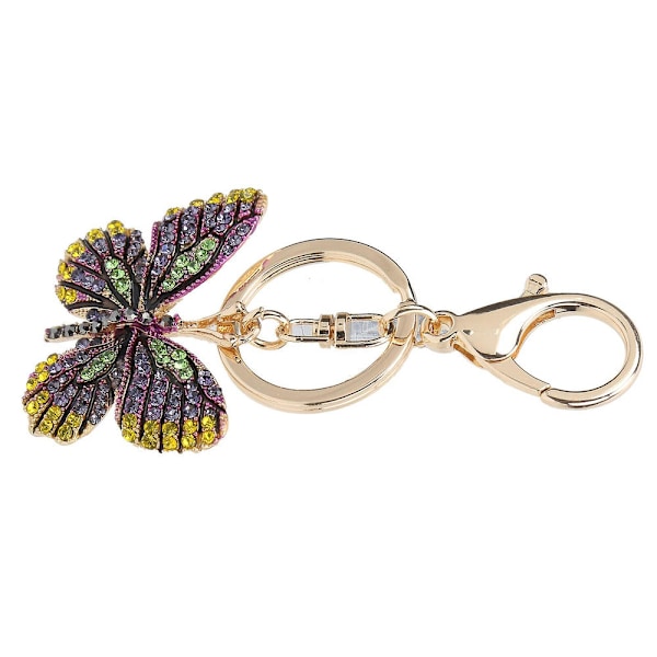 Nyckelring Fjäril Zinklegering Rhinestone Bling Bling Modehänge för Ryggsäck PlånbokGrön
