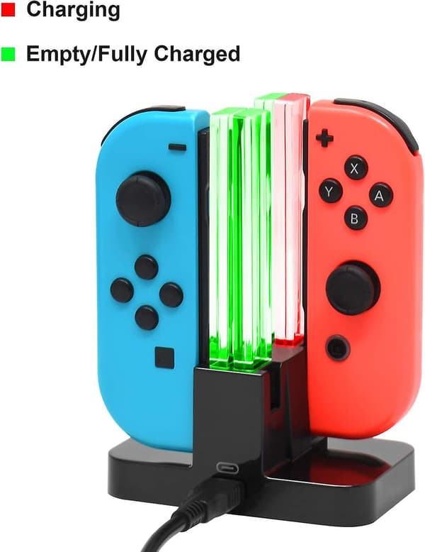 Udskiftning af ladestation til Nintendo Switch & Oplader til Switch Oled Joy Con, Ladestation til Nintendo Switch med en USB Type-c opladerledning- Black