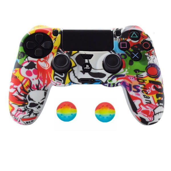 Silikonfodral för PS4-handkontroll (Vit Tecknad)