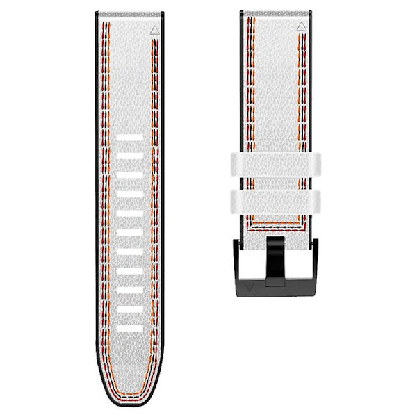 For Garmin Fenix ​​7 Tricolor Stitching Silicone Leather Watch Band White