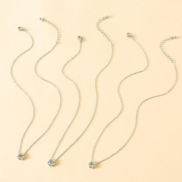 Best Friend Knot Halsband Perfekt födelsedagspresent för långväga vänner Silver 3