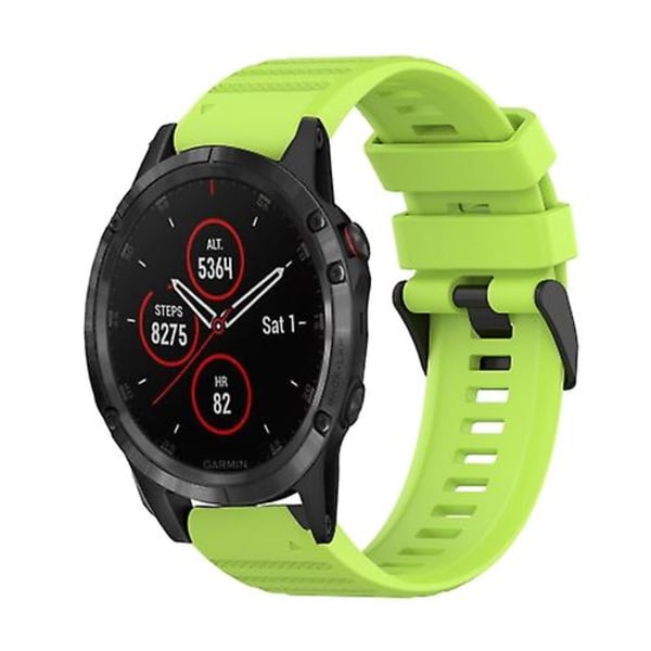 Til Garmin Fenix ​​5 Plus 22 mm horisontal tekstur silikone urrem med afmonteringsværktøj Lime Green