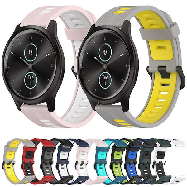 För Garmin Vivomove 20 mm vertikalt mönster tvåfärgat watch Pink-White
