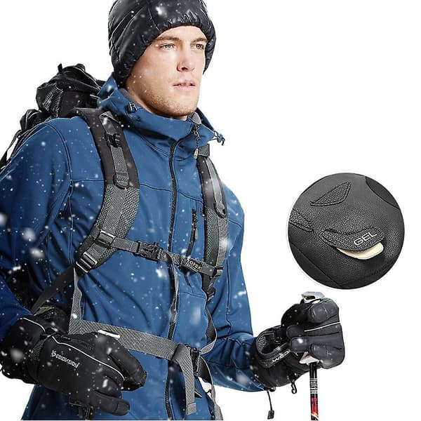 Vinter Skidhandskar Touch Screen Snö Vattentät Termiska Varma Motorcykelhandskar Black M