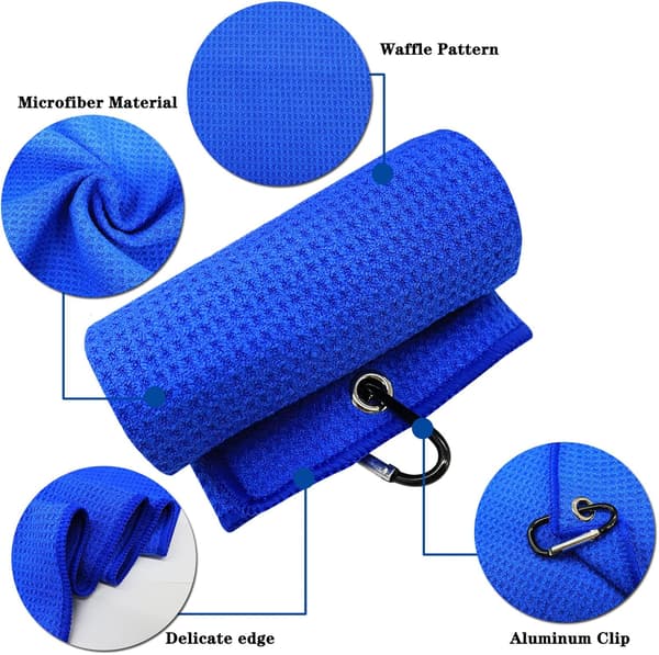 Golfhåndklær Waffle for Golfbagger med Klips - Mikrofiber Rengjøringshåndkle