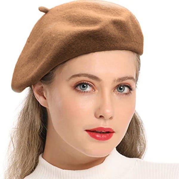 Ull Basker Hatt, enfärgad Fransk Stil Vinter Varm Cap För Kvinnor Retro Höst Och Vinter Ull Målare Hatt Dam Basker All-match Khaki