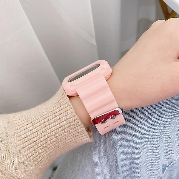 För Fitbit Versa 3 3d Silicone Integrated Watch Band Rose Red
