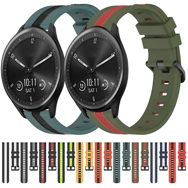 För Garmin Vivomove Sport 20 mm vertikalt tvåfärgs watch Black-Red