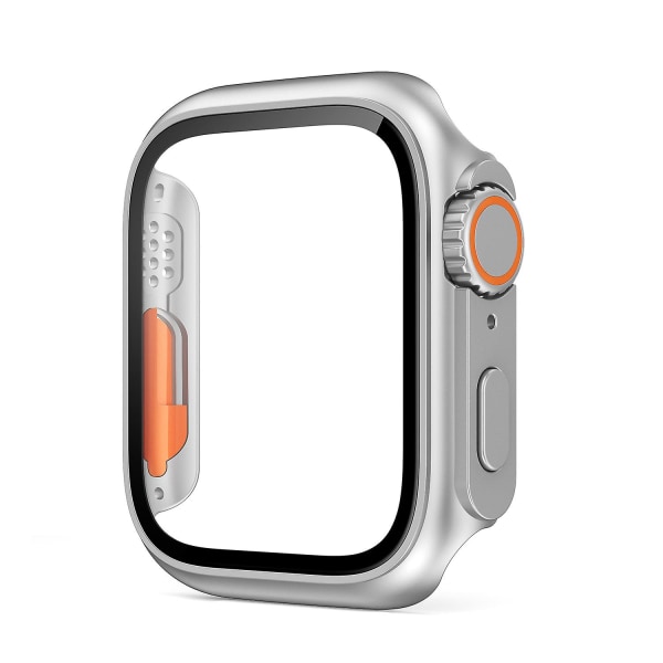 Skyddsskal av härdat glas för Apple Watch 8 7 45 mm 41 mm Anti-dropp anti-scratch watch för Iwatch 6 5 4 Se 44 ​​mm 40 mm Silver 40mm