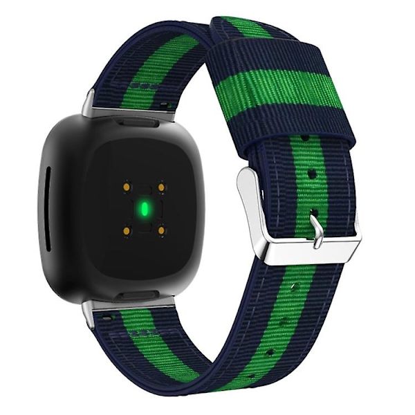 Til Fitbit Versa 4 / Sense 2 Universal Stripe Nylon Watch Band Blue Green Blue