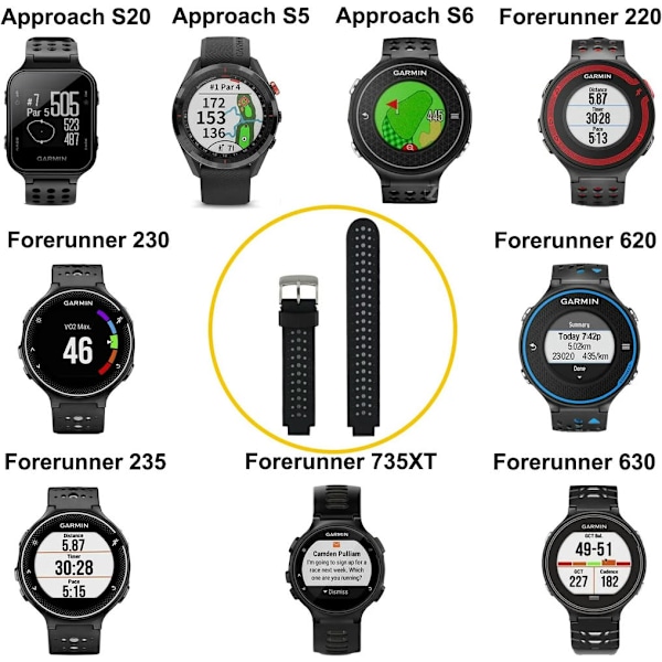 Garmin Forerunner 220/230/235/620/630/735XT/235Lite udskiftningsrem til smartur