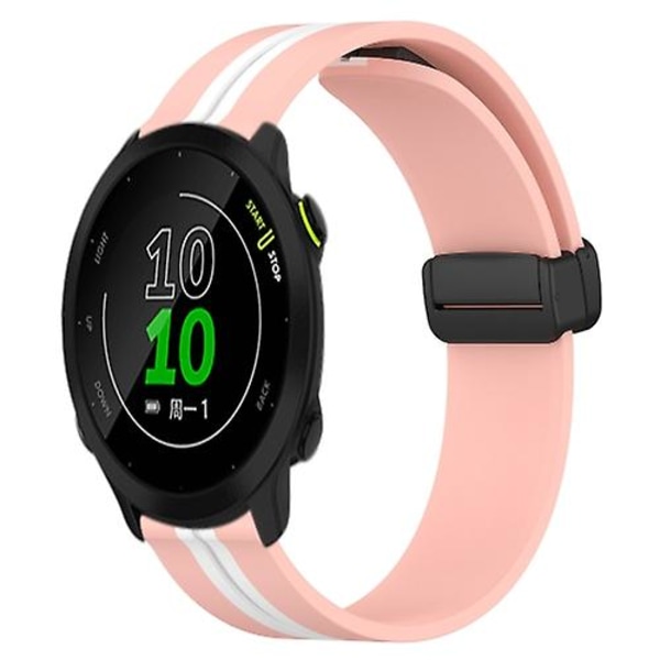 For Garmin Forerunner 158 20 mm sammenleggbar magnetlås silikonklokkerem Pink-White