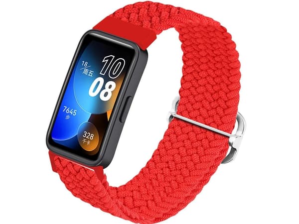 Justerbart flätat armband i ståltråd för Huawei Strap 9 Röd