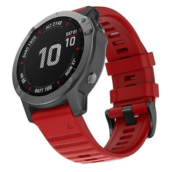 Til Garmin Fenix ​​6x 26mm Silikone Smart Watch Band Red