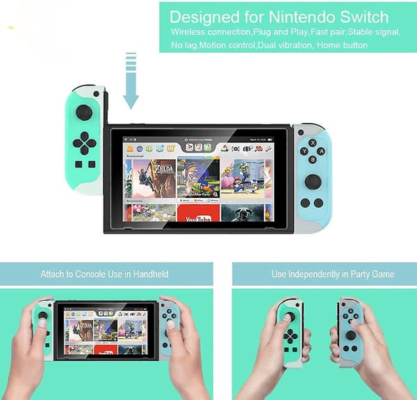 Trådløs controller til Nintendo Switch Joy-med par af Bluetooth Gamepad Joypad Joystick-erstatning til Nintendo Switch Joy Pad med Turbo Gyro Axi