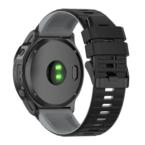 För Garmin Fenix 7 22mm Tvåfärgad Silikonklocka STMZ Black Grey
