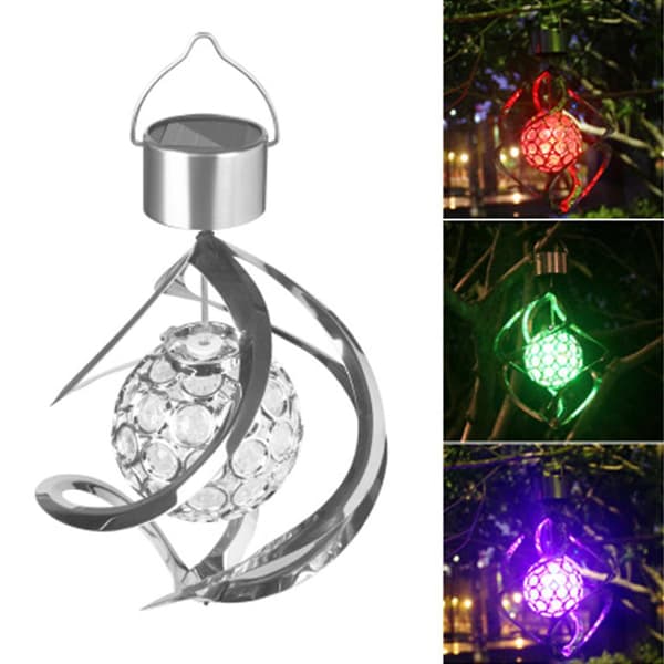 Solcells vindspel LED spiral spinner lampa färgförändrande