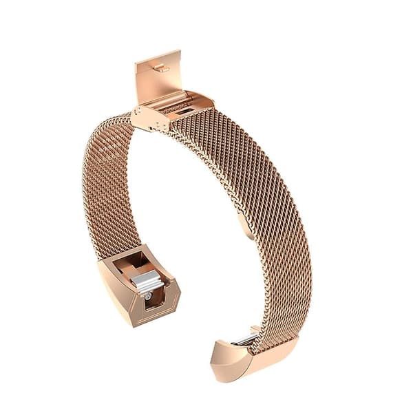 För Fitbit Alta / Alta Hr / Ace Watch Button Mesh Metal Replacement Strap Watchband Rose Gold