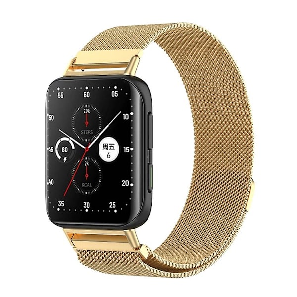 För Oppo Watch 2 46mm Milan Metal Watch Band Gold