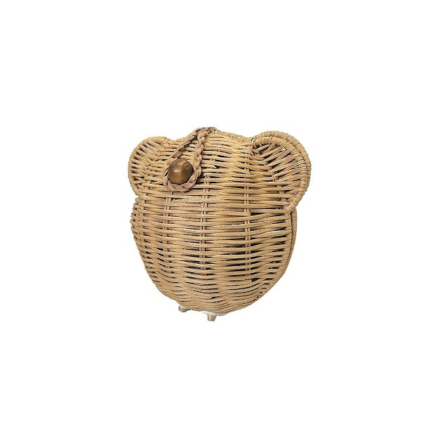 Søt Bear Design Skulderveske Wicker Kids Crossbody Bag