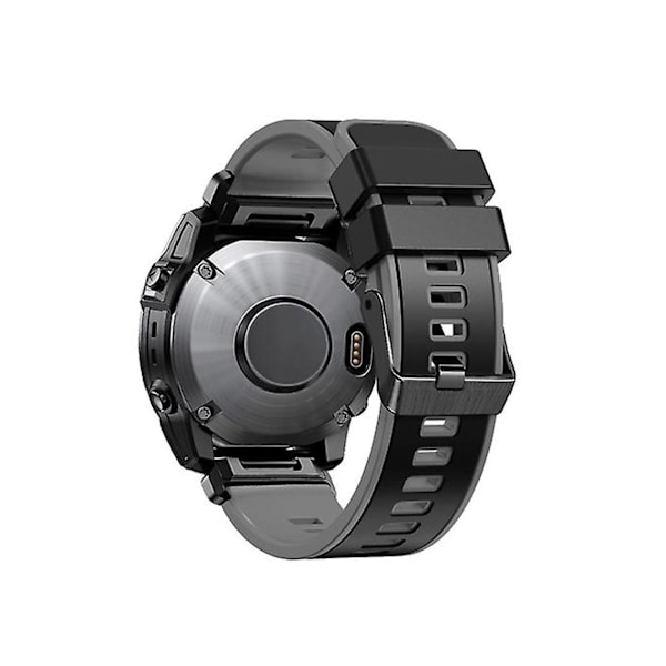 Rem til Garmin Fenix 7X 26Mm To-farvet Glat Stof Hurtigudløselig Silikone Urrem Sort Grå
