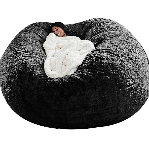 Lazy Sofa Bean Bag Konstgjord päls Bean Bag Bönsoffa black 150cm*75cm